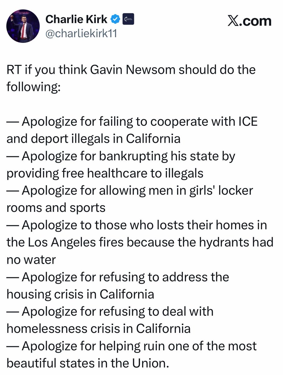 RT if you agree with Charlie about Gavin Newsom