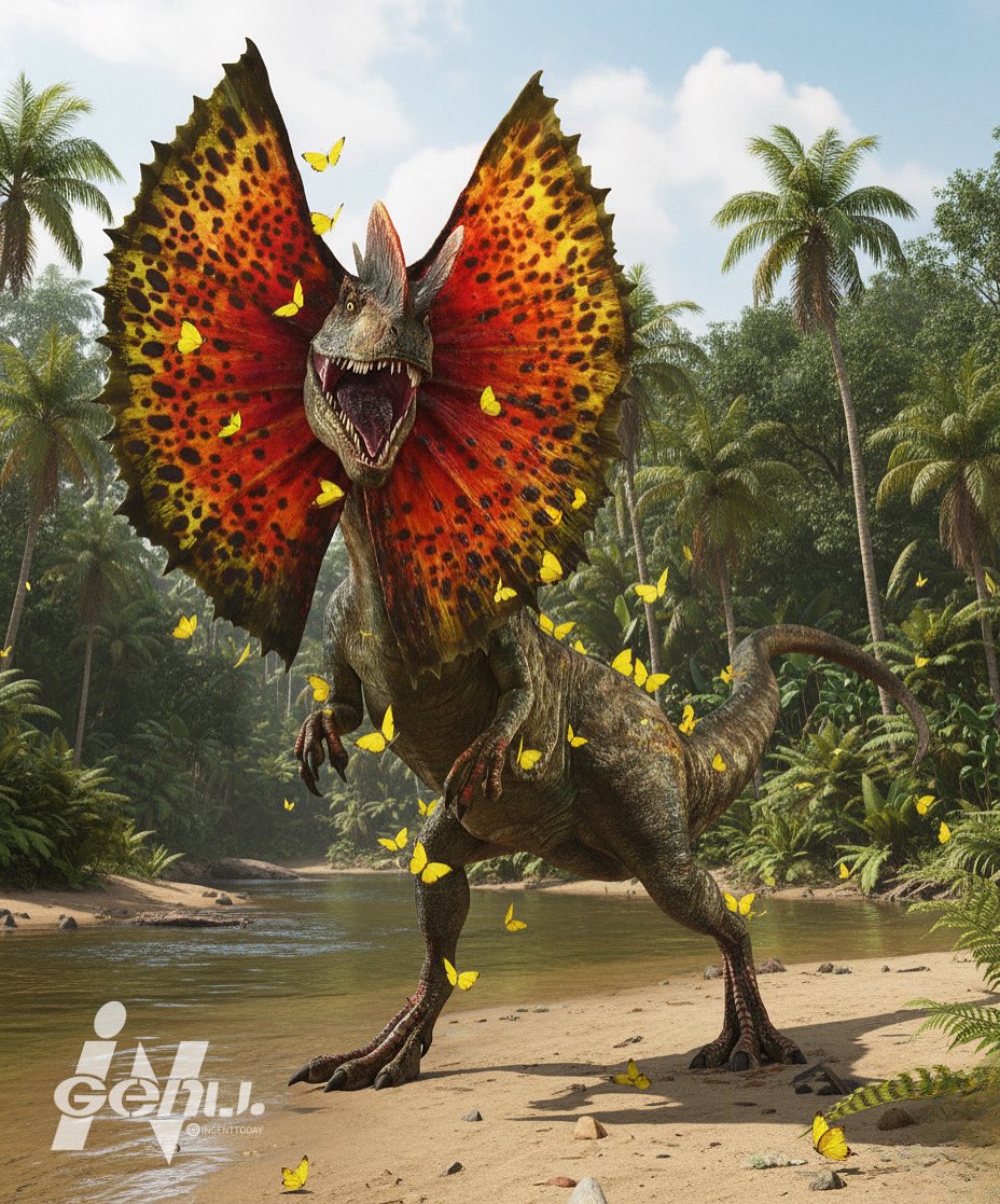 Ingenttoday's tweet photo. Dilophosaurus #JurassicWorldRebirth https://t.co/4Vzw8Kbalk