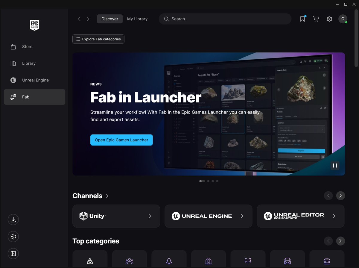CobraCodeDev's tweet image. Fab is finally available directly in the Epic Games Launcher!