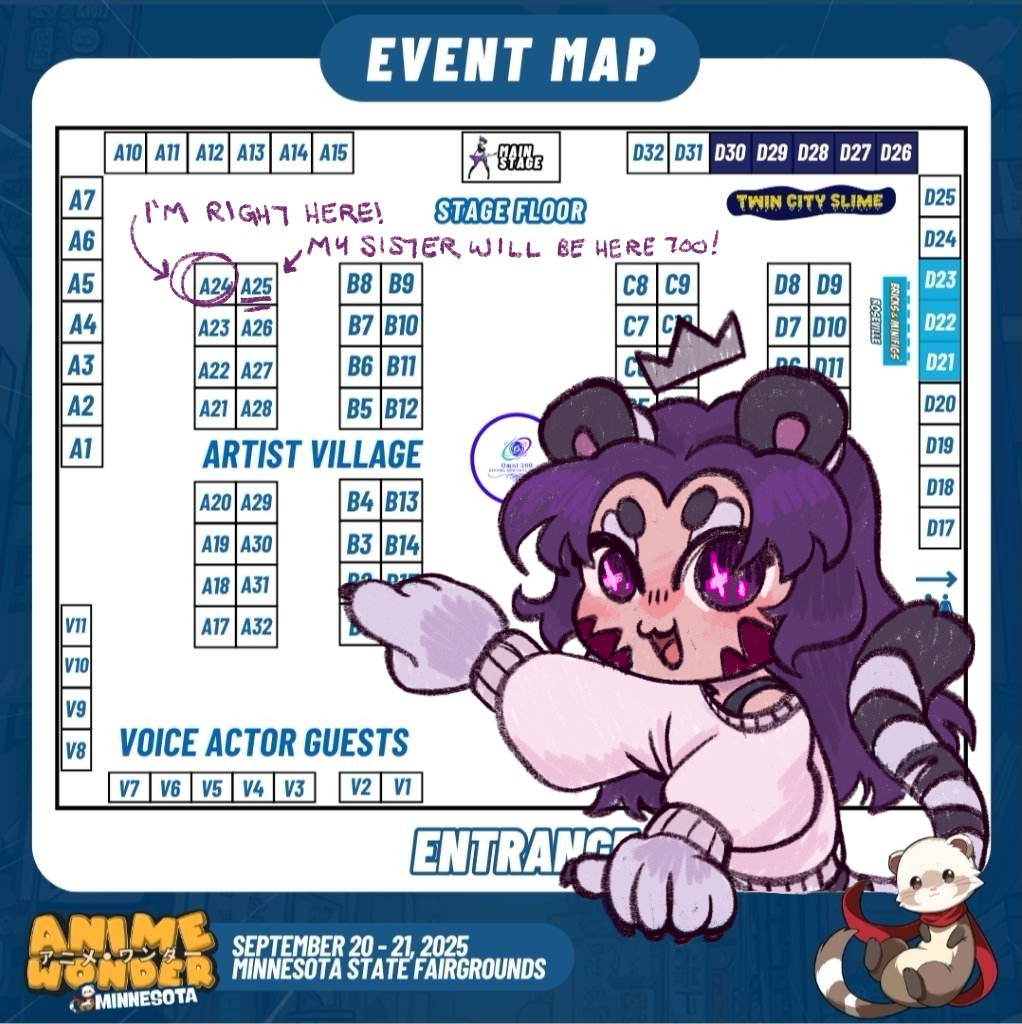 Little late with this but I'll be at Anime Wonder this weekend! They put me right next to <a href="/noblecrumble/">noblecrumble</a> too! Come visit us if you get the chance! 
#artistalley #animewonder