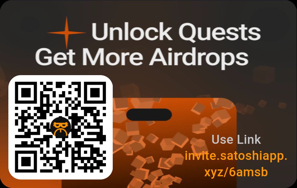 invite.satoshiapp.xyz/6amsb 
Join me on Satoshi App, trusted by 16M+ users. Earn free tokens from top web3 projects. It's quick and easy to sign up. Let's grow our crypto portfolios together!