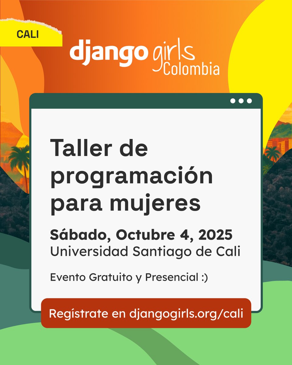 📢 ¡Ya enviamos los correos de confirmación para el taller de #DjangoGirls en #Cali!
Revisa tu email y confirma tu cupo antes del 20 de Septiembre.

⚠️ Si no confirmas a tiempo, se reasignará a la lista de espera.
Gracias por inscribirte 🧡

#PythonParaTodas #AprendeProgramación