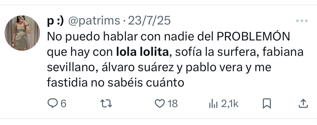 dijo la que se preocupa por los cotilleos de los influencers