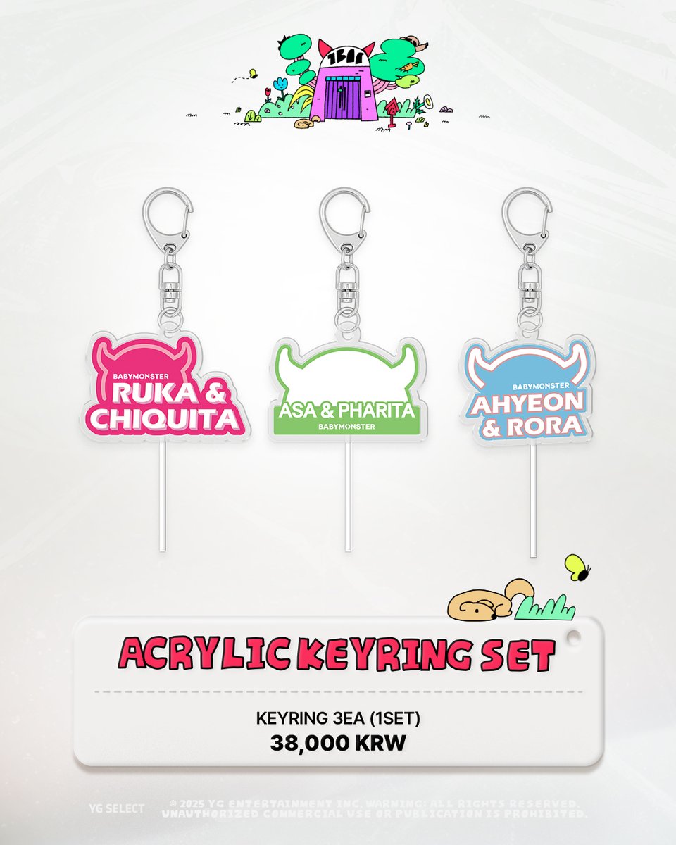 🏠베몬하우스 (BAEMON HOUSE) OFFICIAL MERCHANDISE

Welcome to BAEMON HOUSE! 😈

베이비몬스터의 첫 리얼리티 예능,
베몬하우스 공식 MD 라인업을 공개합니다 ◡̈⋆*

❤️MD LIST
- OFFICIAL LIGHT STICK KEYRING
- ACRYLIC CHARM
- ACRYLIC KEYRING SET
- EPOXY STICKER PACK
- ECO BAG
- SCARF
-