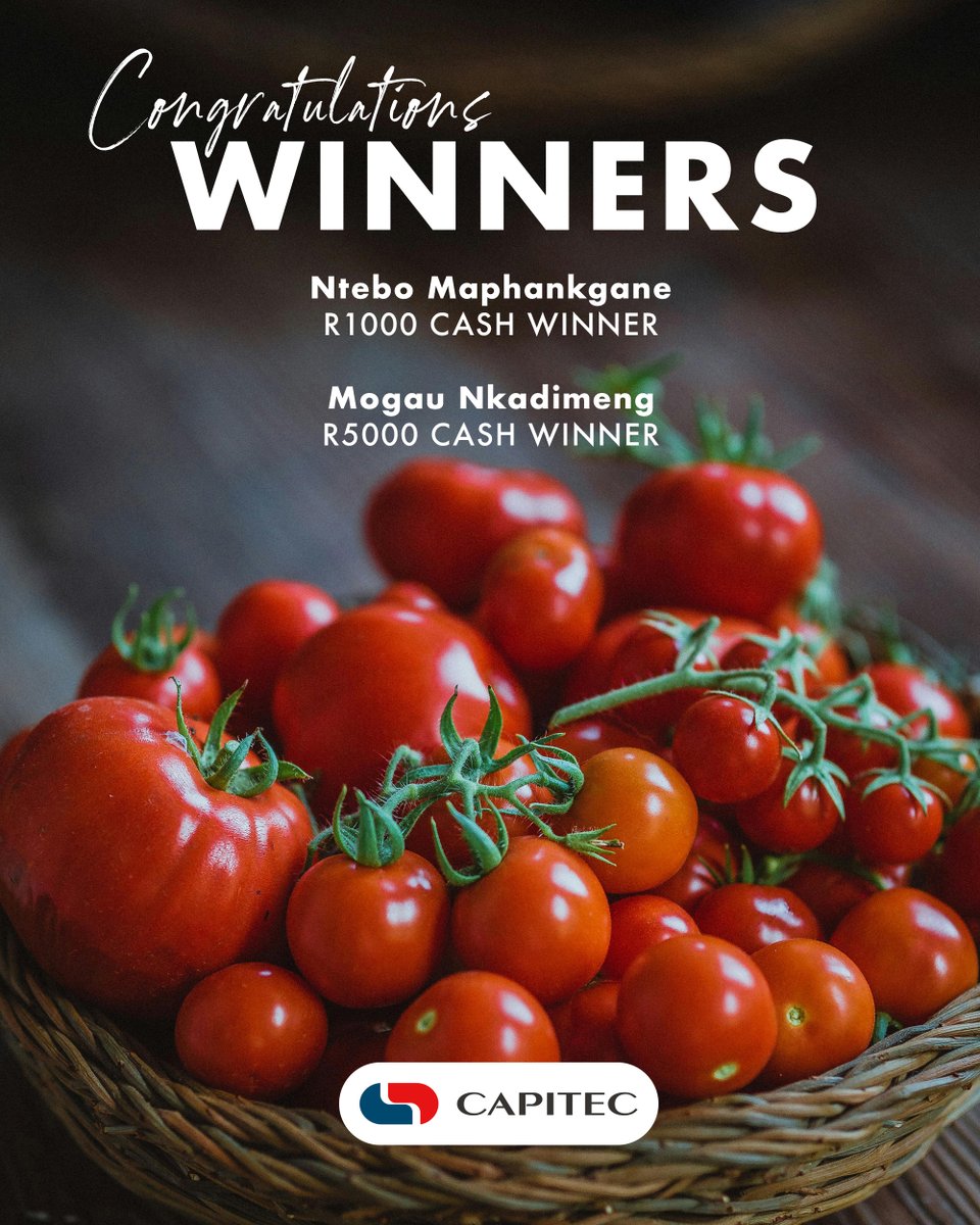 TasteMaster_SA's tweet photo. Congratulations to Mogau Nkadimeng and Ntebo Maphankgane, our latest @CapitecBankSA  winners! 💸 #TheTasteMasterSA. #GrowWithCapitec https://t.co/POfuCQearw