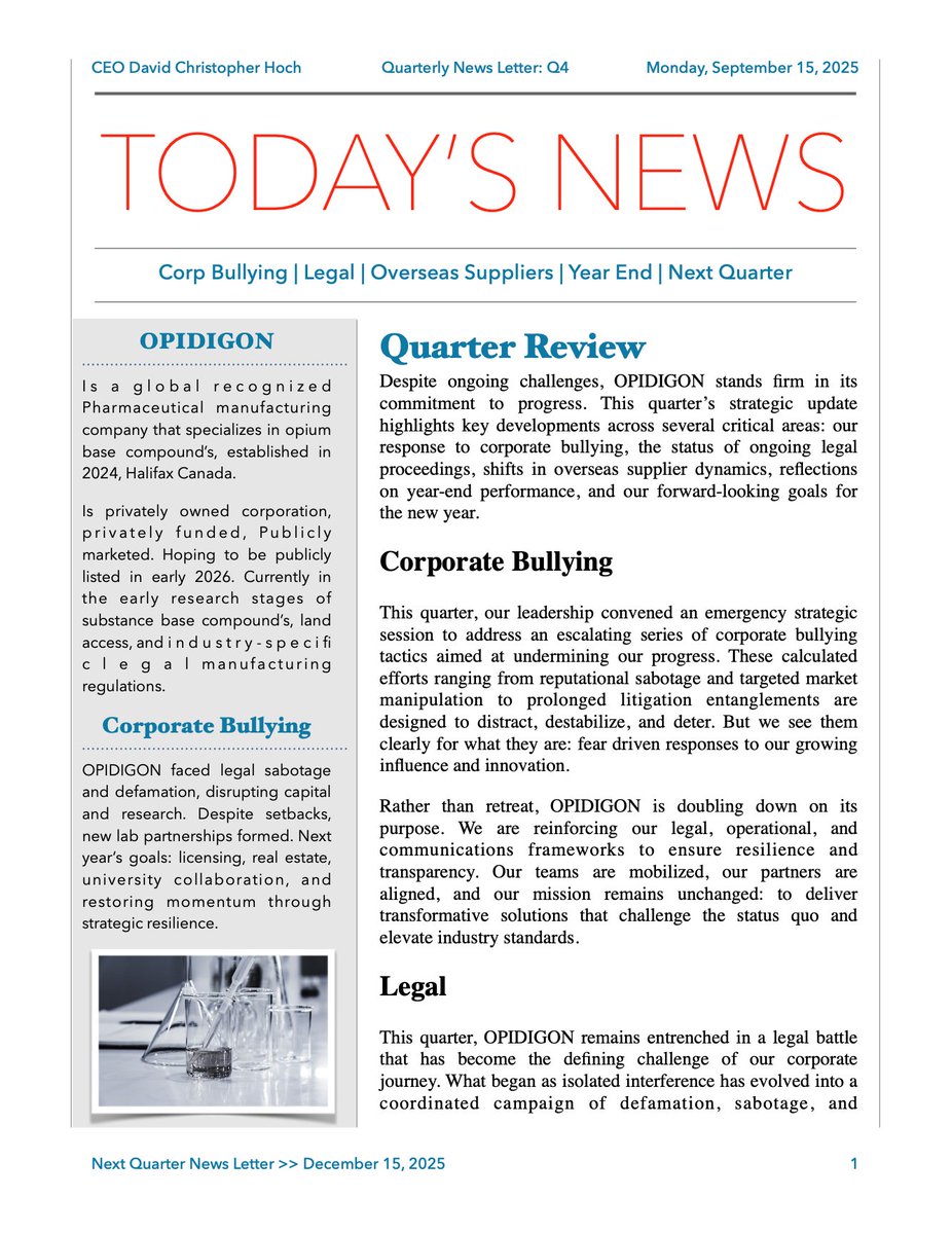 opidigon's tweet photo. OPIDIGON - 4th Quarter New's Letter Sep 15, 2025 https://t.co/KMHBCacTGG