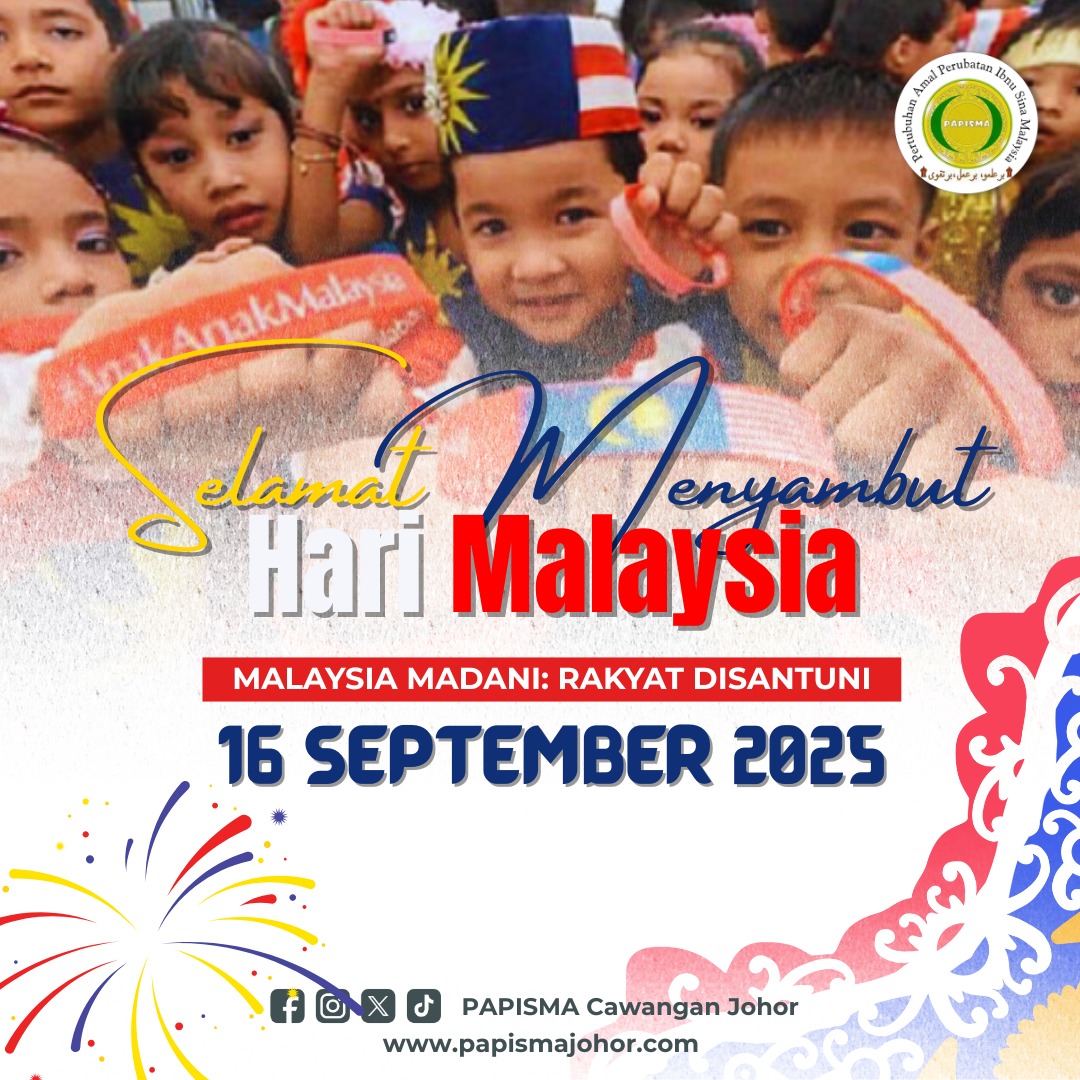 Bersamalah kita perkukuhkan jati diri, kita perkasakan pembangunan rohani &amp; jasmani, kita sejahterakan rakyat Malaysia

Selamat Menyambut Hari Malaysia

#PAPISMACawanganJohor2025
#SelamatHariMalaysia2025
#KitaJagaMalaysiaKita