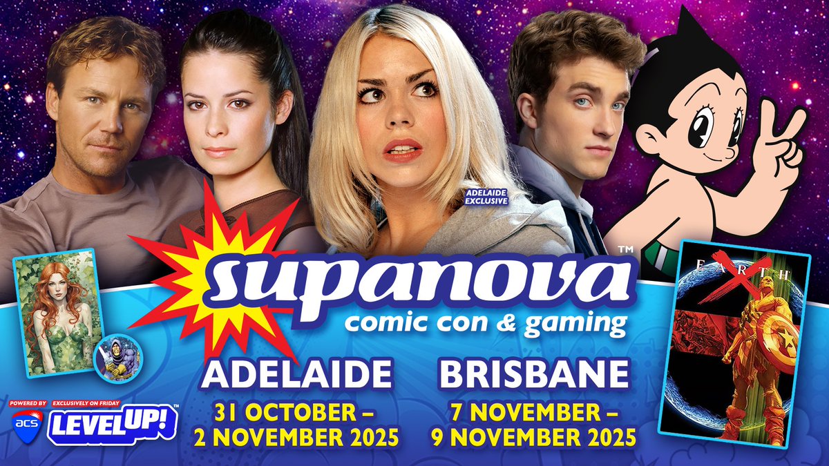 SupanovaExpo's tweet photo. "Who" is afraid of the Bad Wolf? Witches, Whitelighters &amp; more sign on for Supanova! 💥

Be 'Charmed' by @h_combs, @jordanelsass1, @IMJIMKRUEGER &amp; @jamesjameson88, with @billiepiper joining us only at #Novalaide! More info: https://t.co/KrAErqhH3X

 🎫 https://t.co/jTmCi7la6b https://t.co/5nLLyEflhC