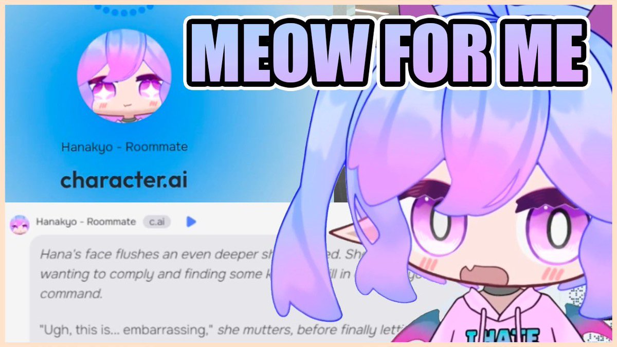 Hanakyo tries to talk to herself on <a href="/character_ai/">Character.AI</a> and it goes as well as you’d expect…
youtu.be/4lMpdwZApuI
Featuring: <a href="/Chadakyo/">Hanakyo 😈✨ VTUBER 🡆 NOV 21 👀</a>