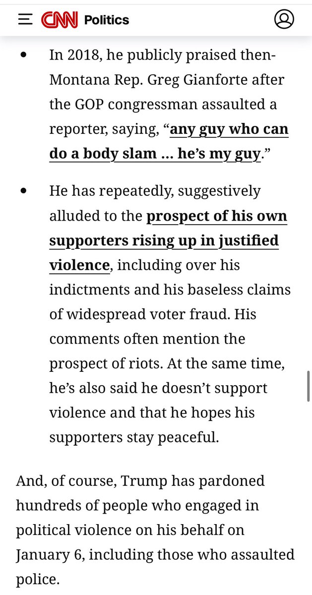 AaronBlake's tweet photo. Some relevant history on Trump and political violence: https://t.co/jnvXW7ZLAn