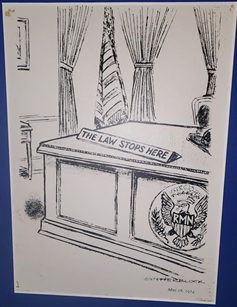 RiyadhCartoon's tweet photo. The endpoint where legal processes are stopped cold.
...refusing to hand over key evidence,
citing executive privilege,

&amp; portraying himself as the ultimate authority on what the law allowed.

The White House #USA 🆚#UnitedNations #UN 

Herblock, #Washington Post, 1974. Discuss. https://t.co/VEjTHZ36a2