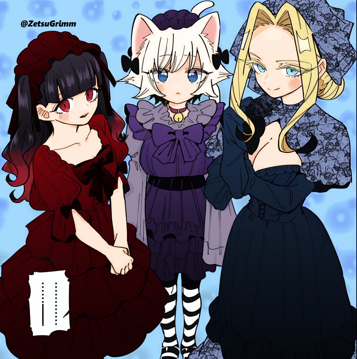 ¡Rin, Tama &amp; Mimimi! ✨

Me costó decidirme por cuál color asignarle a cada una, pero creo que estoy satisfecho con el resultado ¿Y ustedes? 🤔
#100カノファンアート #100カノ
