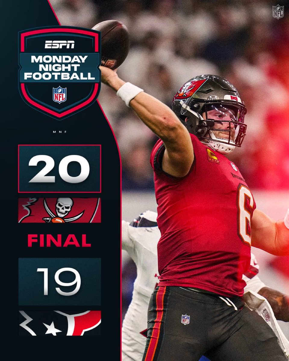 Bucs win front end of Monday Night Football doubleheader.