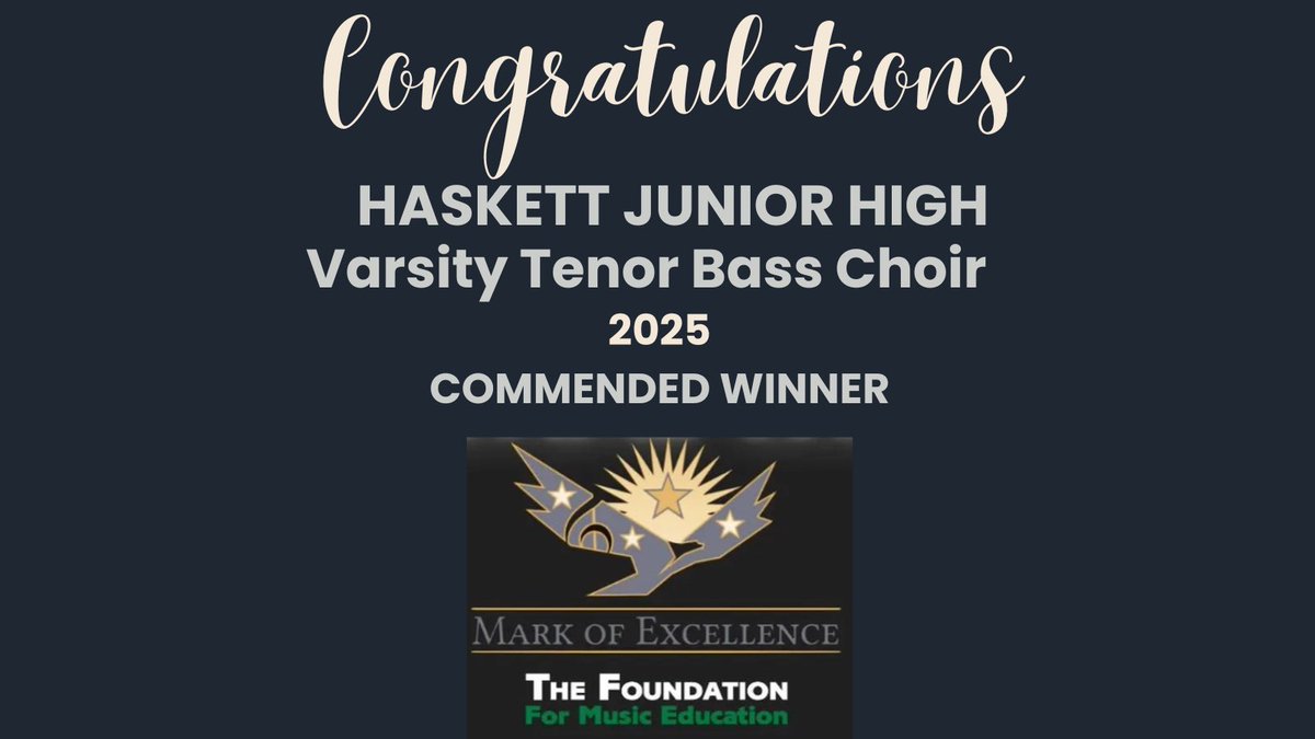 HaskettChoir's tweet image. Please join me in congratulating the HJH Varsity Tenor Bass Choir in their Commended Award in the Mark of Excellence Competition. A high honor, and well deserved by this group of young men @KatyISDFineArts @HaskettJH #wearehaskett