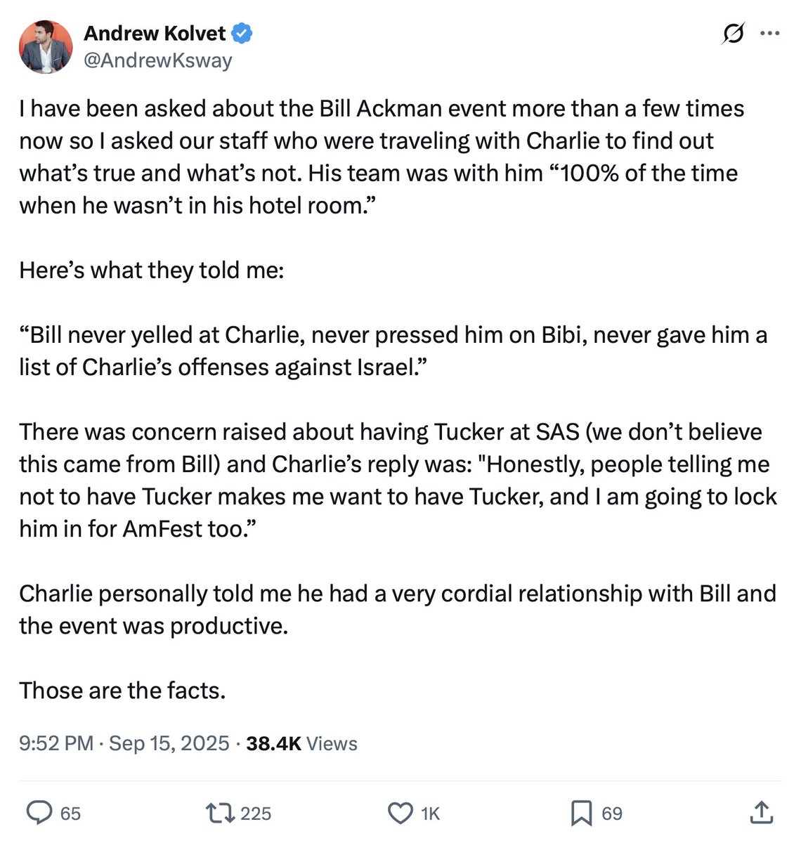 RyanSaavedra's tweet photo. Charlie Kirk’s executive producer @AndrewKsway sets the record straight about Kirk’s interactions with @BillAckman.

It’s pretty clear who is lying here and it’s not Ackman. https://t.co/pJ9b9aU20X