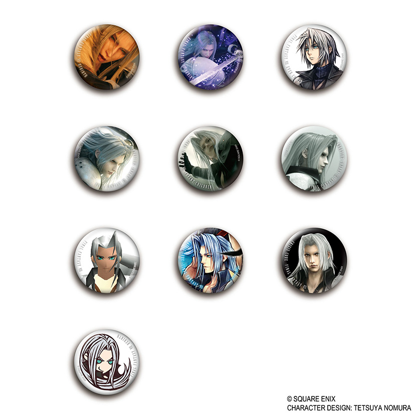 SQEX_eSTORE's tweet image. 『ファイナルファンタジーVII』から、「セフィロス」のカンバッジコレクション（BOX）が登場！歴代のイラストやCGがデザインされ、様々な「セフィロス」が楽しめるアイテムです。Vol.1とVol.2、それぞれ全10種。#FF7 
sqex.to/OY3ln