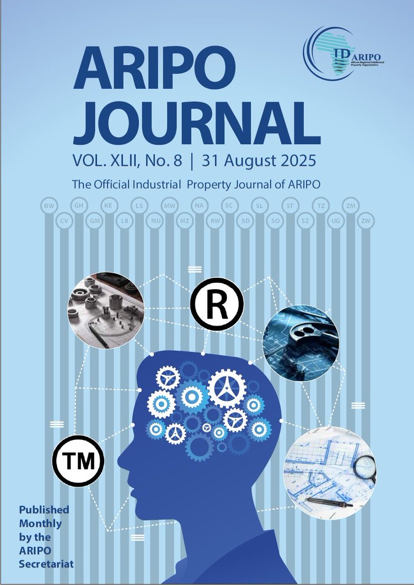 _ARIPO's tweet photo. ๐ข The August 2025 issue of the ARIPO Journal (Vol. XLII, No. 8, 31 August 2025) has been published. Click the link below to download it for free. ๐ท
https://t.co/bWJ5lM7MzW
#IP4Africa #industrialdesigns #utilitymodels #patents #trademarks https://t.co/0eApDBVil8