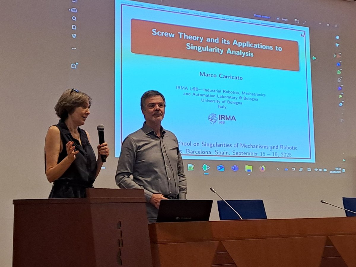IRI_robotics's tweet image. 🚀 Day 2 of #SIMERO2025 kicks off!

Alba Pérez (@la_UPC ) opens the morning, introducing the lecture by Marco Carricato (@Unibo)

The #SummerSchool on Singularities of Mechanisms and Robotic Manipulators continues until Friday at the @ResidInvestig