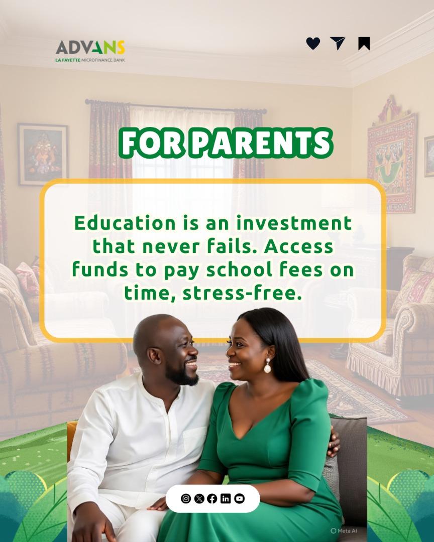 AdvansNigeria's tweet photo. Whether you're a parent ensuring your child’s future or a school owner building a legacy, Advans is here to support you.
To apply for the Advans School Loan today!
📞 07080627899 | WhatsApp 08151770000
T&Cs apply
#SchoolLoan #GrowingTogether #AdvansCares https://t.co/3RO6Dd0Iqo