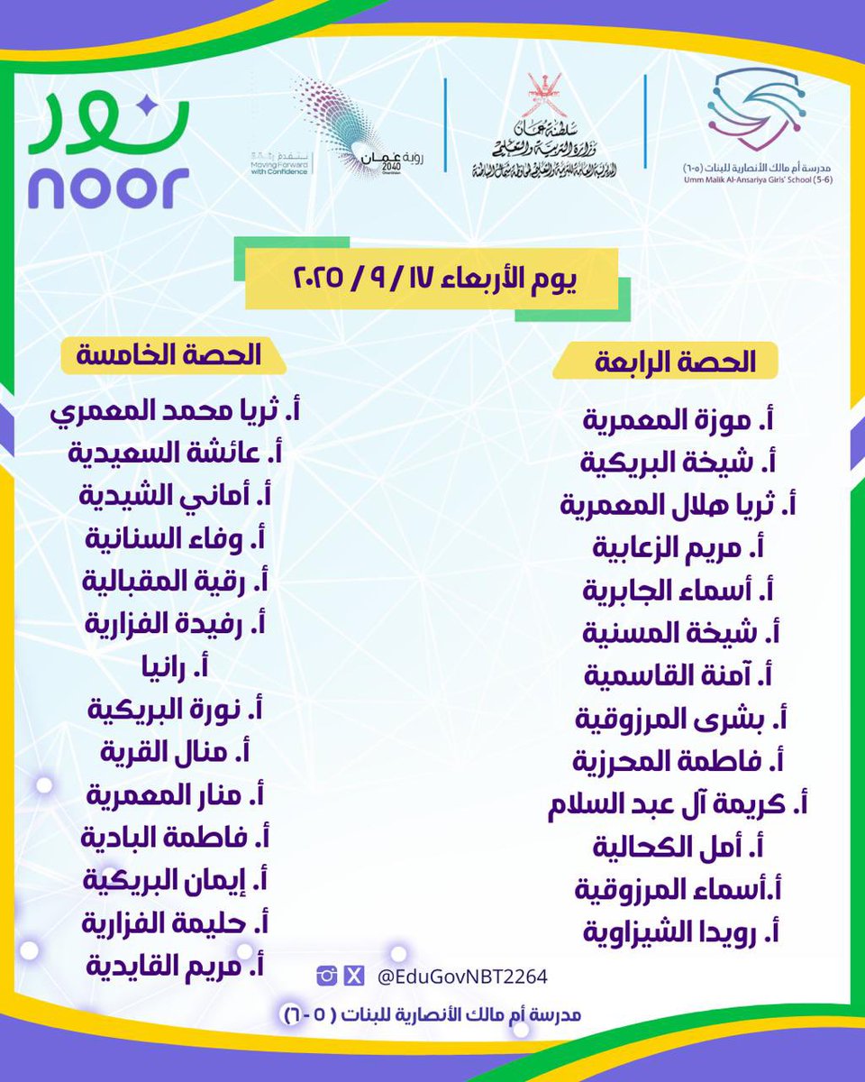 EduGovNBT2264's tweet image. في إطار سعيها لتمكين المعلمات من توظيف منصة نور بكفاءة،أعلنت مدرسة أم مالك الأنصارية عن بدء تنفيذ خطة التدريب 🖥️✨،

وذلك بإشراف فريق الدعم المدرسي، لتكون خطوة رائدة نحو بيئة تعليمية رقمية أكثر فاعلية.

#تعلم_مستدام 
#فعاليات_تعليمية_شمال_الباطنة