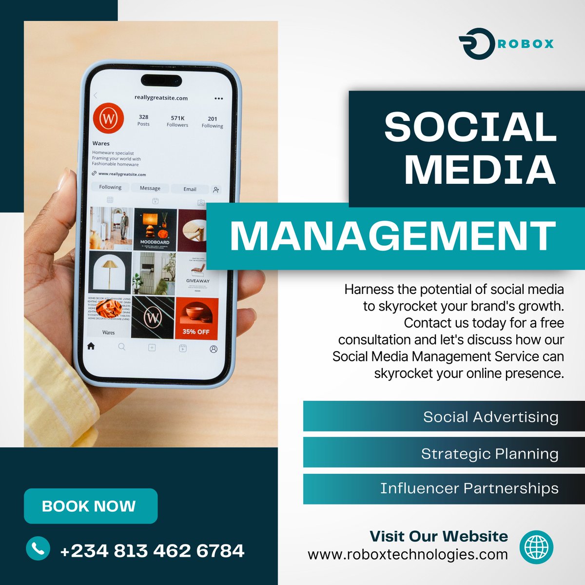 Robox_Tech's tweet image. Social media isn’t just likes &amp;amp; shares — it’s a growth engine for your business!

With our Social Media Management Services, we help you:
✅ Drive engagement
✅ Build influence
✅ Skyrocket online presence
Let’s grow your brand today!
👉 roboxtechnologies.com
Run Am ASAP