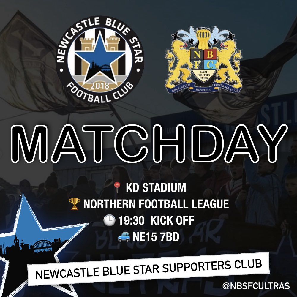 ⚽️ Good morning folks… this evening Blue Star take on Newcastle Benfield in the Northern League… speed up the turnstile process by purchasing your tickets online: 

🎟️ app.fanbaseclub.com/club/www-nbsfc…

⌚️ 19:30
🚙 NE15 7BD

#NBSFC // 🔵⭐️