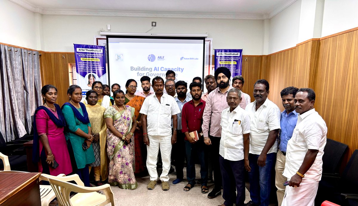 Future Shift Labs (@futureshiftlabs) on Twitter photo Thoothukudi MP Tmt. <a href="/KanimozhiDMK/">Kanimozhi (கனிமொழி)</a> inaugurated a 3 day AI for Governance workshop across Tamil Nadu.
Joined by Minister <a href="/geethajeevandmk/">P. Geetha Jeevan - தமிழ்நாட்டை தலைகுனிய விடமாட்டேன</a>, Mayor Jegan Periasamy, Commissioner S. Priyanka, the sessions showed how GenAI can simplify administration & improve citizen services. Thoothukudi MP Tmt. <a href="/KanimozhiDMK/">Kanimozhi (கனிமொழி)</a> inaugurated a 3 day AI for Governance workshop across Tamil Nadu.
Joined by Minister <a href="/geethajeevandmk/">P. Geetha Jeevan - தமிழ்நாட்டை தலைகுனிய விடமாட்டேன</a>, Mayor Jegan Periasamy, Commissioner S. Priyanka, the sessions showed how GenAI can simplify administration & improve citizen services.