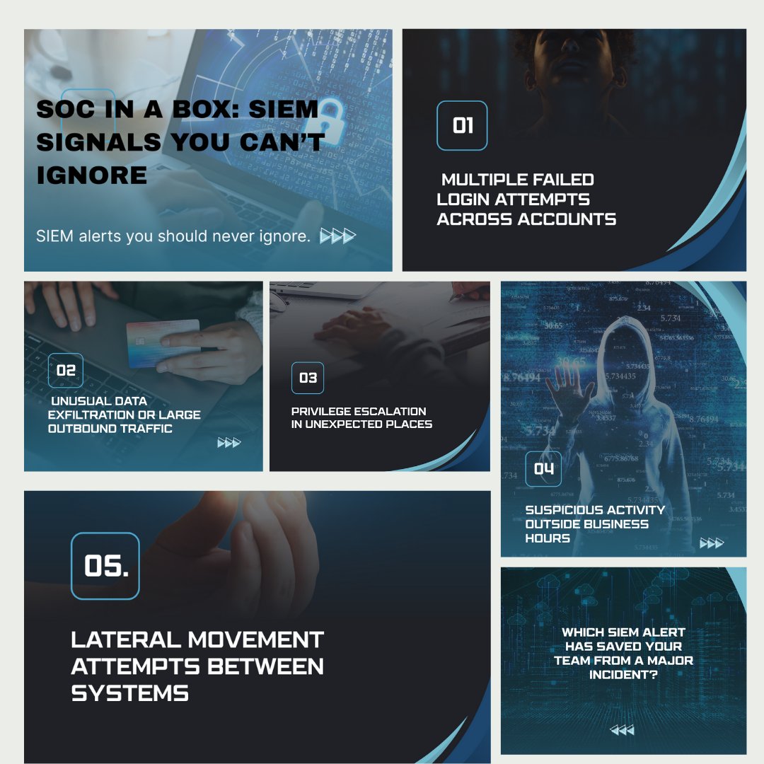 Cybaem_Tech's tweet image. Thousands of alerts. One missed signal. A breach in progress. 🚨

SOC in a Box by CybeamTech highlights the SIEM signals you can’t afford to ignore.

👉 Stay secure, stay ahead.

#SOCinaBox #SIEM #CyberSecurity #ThreatDetection #CybeamTech
