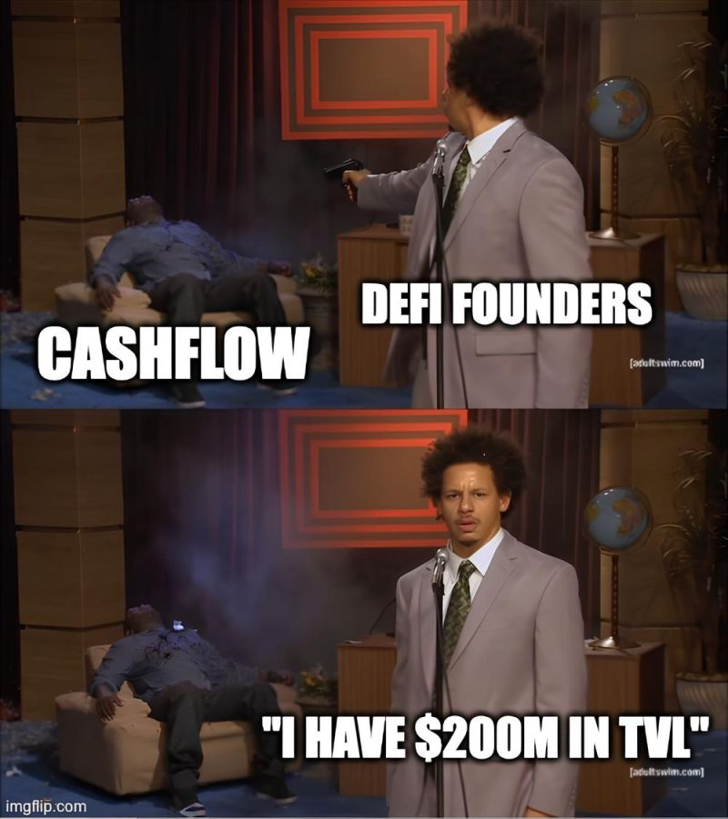 PrasadInchara's tweet photo. I keep seeing crypto founders celebrate TVL like it is revenue and it is hilarious to me how they treat deposits like income and ignore cashflow entirely.

I still remember a DeFi team we worked with long back bragged about hitting $230m TVL in a quarter and investors clapped it was all on their PR and even the chart looked heroic...but the cashflow slide never came. Why? Because their incentives promised 45% APR that meant $1.6m in rewards flowing out every month and fees from usage were $400k so in essence they were bleeding $1.2m monthly while their “success” graph went up.

Then came the redemption wave. 12% of TVL left in a weekend and outflows continued then treasury tokens were dumped to cover payouts so of course the prices slipped where users smelled weakness. Growth was still “up and to the right” on paper but in reality the runway was measured in weeks.

Funny thing is this does not happen in just crypto because I saw a payments startup do the same recently where they offered instant merchant payouts while Visa and Mastercard settled at T+2 and volume doubled but float collapsed. 

Founders you need to always pair your growth slide with a cashflow slide. If deposits and liquidity are diverging please fix it before the next pitch. Stress test redemptions at 10% a day & count how long you last.

Growth can kill you faster than failure if cashflow is ignored.
This is a hard truth.
