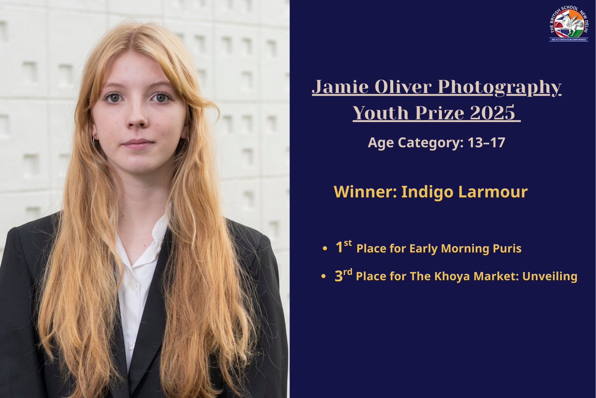 TBS_Delhi's tweet image. Congratulations to Indigo Larmour, Year 13, winner of the Jamie Oliver Photography Youth Prize 2025—taking 1st &amp;amp; 3rd place and the title of Best Under 18 Photographer in the World! 👏📷

#TBSDelhi #TBSCommunity #jamieoliver