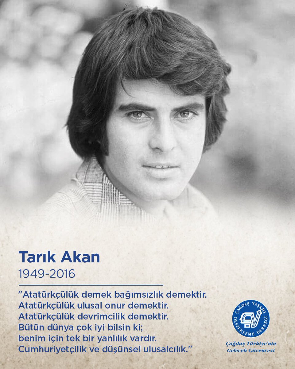 Yaşamı ve duruşuyla örnek bir sanatçı olan Türk sinemasının unutulmaz oyuncusu Tarık Akan’ı aramızdan bedenen ayrılışının 9. yılında saygı, sevgi ve özlemle anıyoruz. 

#ÇağdaşYaşamıDesteklemeDerneği 
#TarıkAkan
