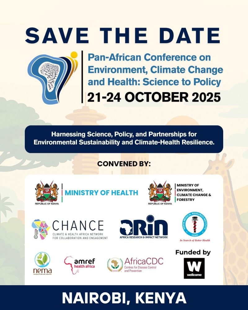arin_africa's tweet photo. Innovation, policy and partnerships are key to tackling Africa’s climate &amp; health challenges. 

This October, Africa gathers in Nairobi for a dialogue shaping a resilient and sustainable future.

21–24 Oct 2025 | 🔗 https://t.co/lPOYfgLI0x

#ScienceToPolicy  #ECHAfrica25 https://t.co/cMh73uWG9J