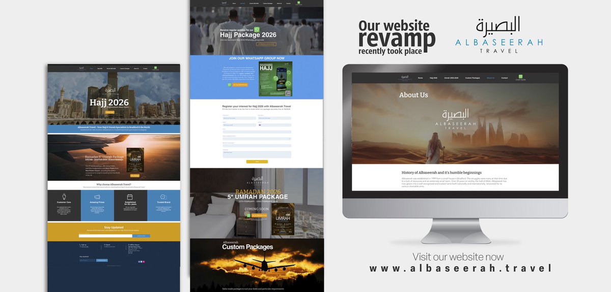 *Albaseerah Travel – Website Renovation Announcement* 

We are pleased to announce that our official website has recently undergone extensive online renovations. The redesigned platform is built to provide a more seamless user experience, offering clearer details of our packages