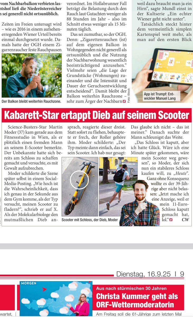 Martin_Moder's tweet image. Das eigentliche Verbrechen ist, dass mich die Heute Zeitung zu Beginn als &quot;Martin Moder (37)&quot; bezeichnet und am Ende als &quot;der 39-Jährige&quot;, lol