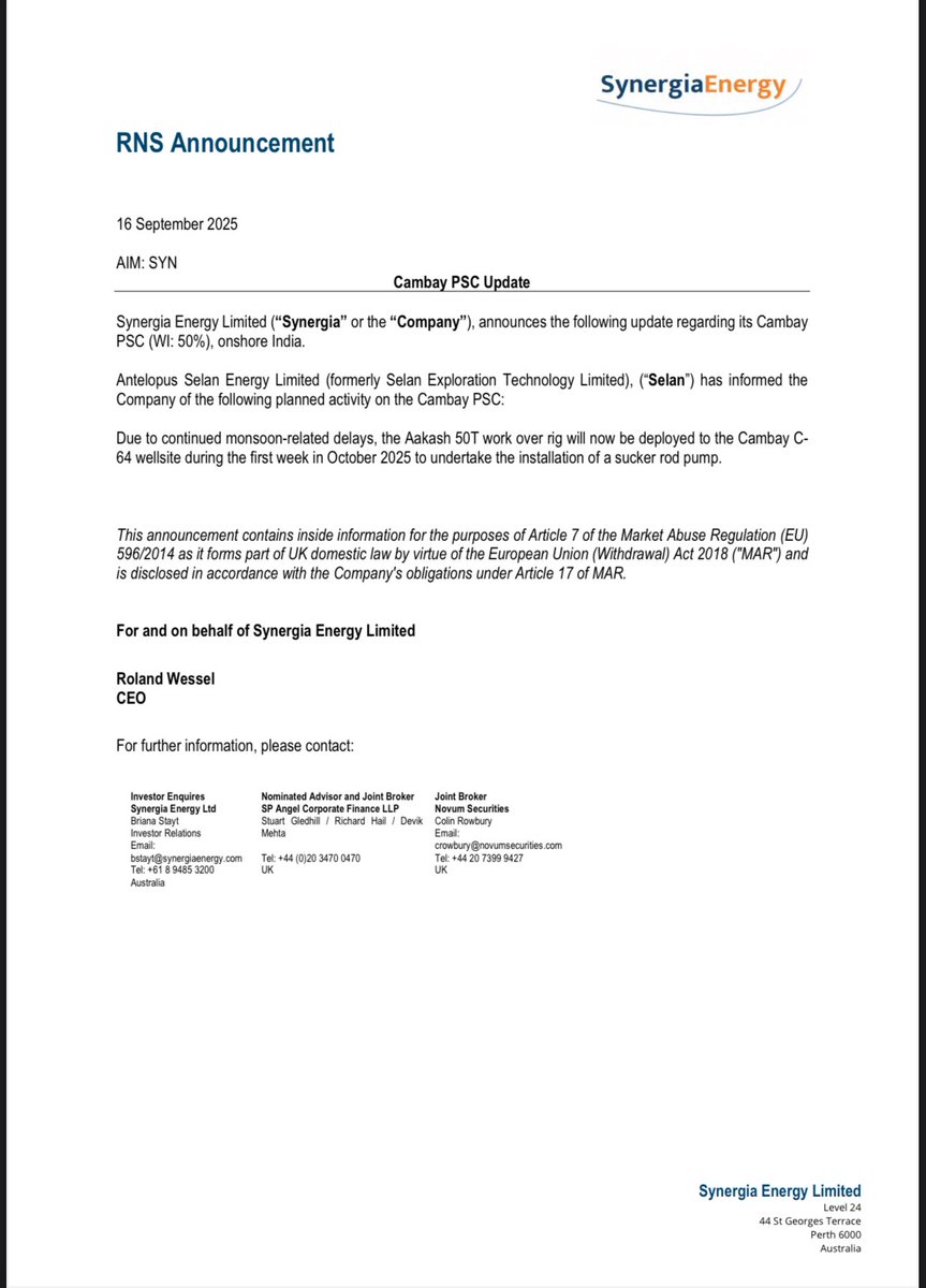 #SYN Cambay PSC update
