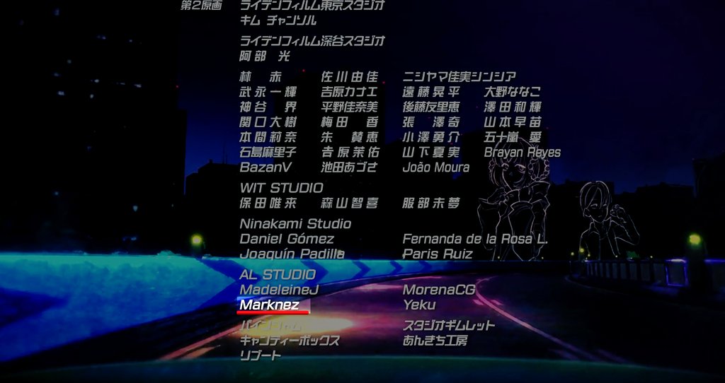 I did my anime debut in Yofukashi no Uta S2 where i did genga, thanks to AL STUDIO for this great opportunity.