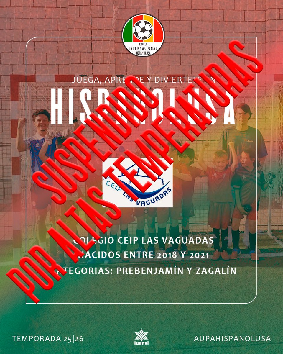 📢 𝗖𝗼𝗺𝘂𝗻𝗶𝗰𝗮𝗱𝗼 𝗶𝗺𝗽𝗼𝗿𝘁𝗮𝗻𝘁𝗲 📢

Debido a las altas temperaturas 🌡️, nos vemos obligados a cancelar los entrenamientos de hoy y del próximo jueves en el CEIP Las Vaguadas.

⚽️ Retomaremos los entrenamientos el martes 23 de septiembre en el horario habitual.