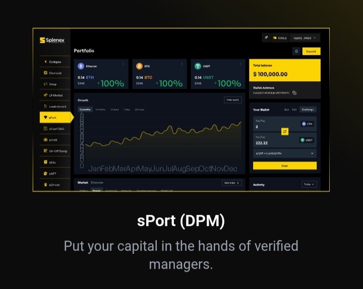 💼 SMARTER INVESTING WITH SPORT (DPM)

Why go solo when you can leverage the expertise of verified portfolio managers?

With sPort (Decentralized Portfolio Management) on Splenex, you can:

✔ Put your capital in trusted hands.
✔ Track growth transparently in real-time.
✔