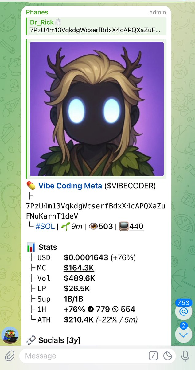 DrRick_gem's tweet image. #VIBECODER SENDING HIGHER 

CALLED ON TG GROUP 

7PzU4m13VqkdgWcserfBdxX4cAPQXaZuFNuKarnT1deV