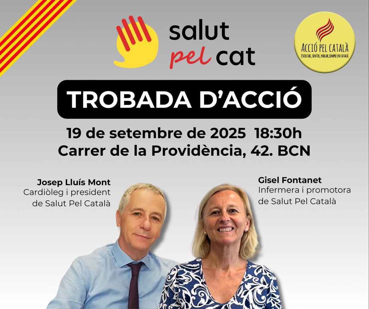 📢 La ponència de Salut pel Cat ens afecta a tots: la vulneració dels drets lingüístics és una qüestió que ens concerneix com a societat catalana.És hora de defensar la nostra llengua i els nostres drets! #DretsLingüístics #SalutPelCat Us hi esperem‼️