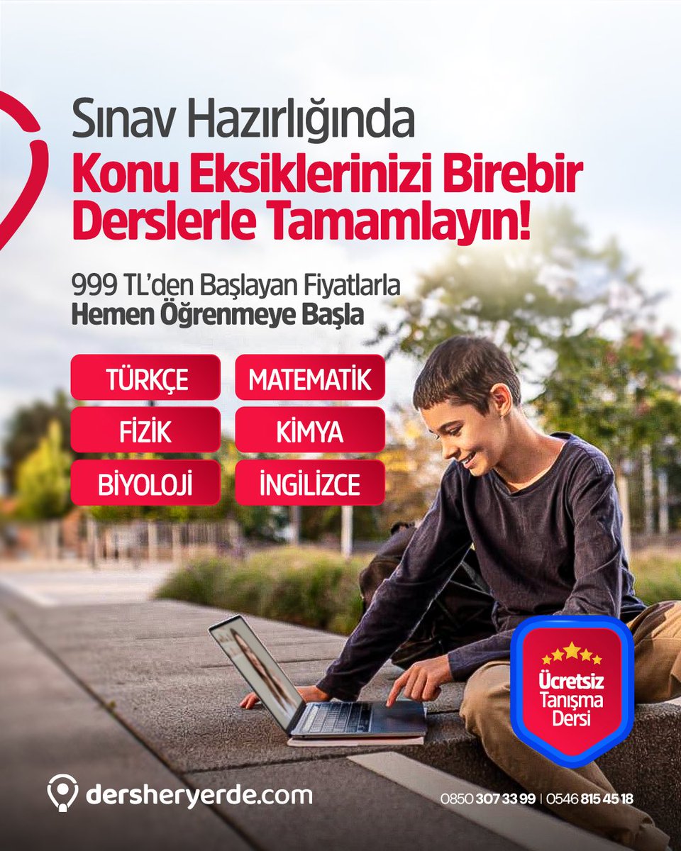 ✅ Tüm branş ve kademelerde
✅ Sabit fiyatlı özel ders paketleri ile birebir destek alabilirsin.

🌐 Daha fazlası için 👉🏻dersheryerde.com'u ziyaret et, Ücretsiz Tanışma Dersi'ne katıl!

#dersheryerde #özelDers #sınavhazırlık #ortaokul #lise #TYT #AYT #LGS #birebirözelDers