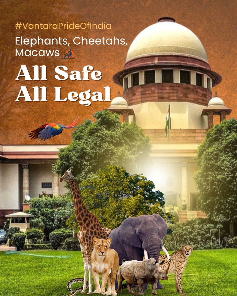 iamKanha78's tweet image. #VantaraPrideOfIndia 
All safe and legal.
SC gave clean chit to vantara
#VantaraCleanChit 
#VantaraForAnimals