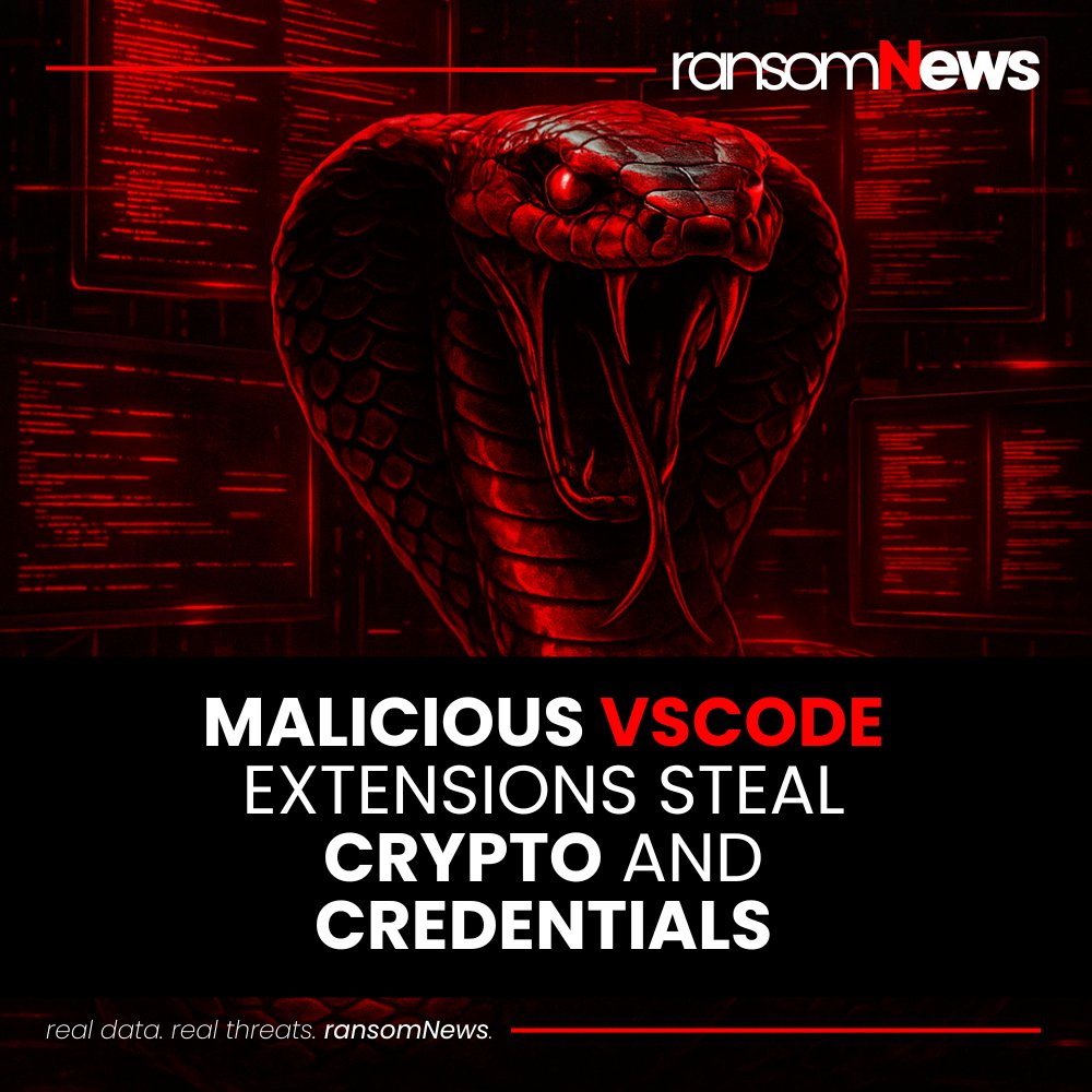 💸 WhiteCobra floods VSCode marketplace with crypto-stealing extensions  Threat actor WhiteCobra has uploaded 24 malicious VSIX extensions to the VS  Code Marketplace & OpenVSX, impersonating legit projects. These tools  deploy #LummaStealer &