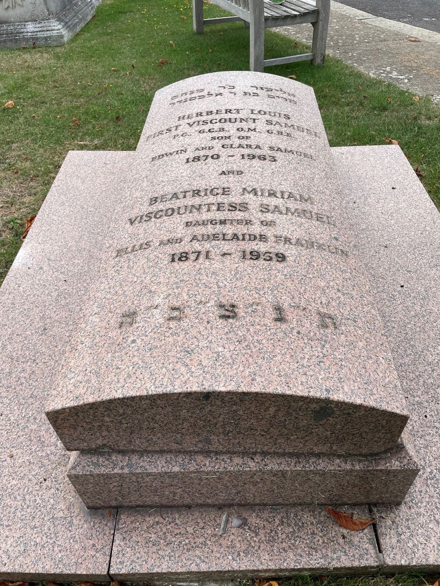 #OnThisDay 16 Sept 1959, Beatrice Miriam Viscountess Samuel (née Franklin) was buried at Willesden. A philanthropist &amp; social worker, she co-founded the West Central Jewish Girls Club &amp; led the Union of Jewish Women. Wife of statesman Herbert Samuel, she is buried beside him.