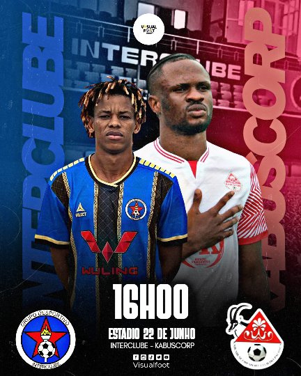 Visualfoot3's tweet photo. 🔵⚽️ ABERTURA DO GIRABOLA 25/26 🔴🔥

Interclube 🆚 Kabuscorp
📍 Estádio 22 de Junho
🕓 16H00

O campeonato nacional arranca hoje com um clássico cheio de emoção! Quem leva a melhor no pontapé de saída? 👀

#Girabola #Interclube #Kabuscorp #Visualfoot https://t.co/lVBI6mW7oK