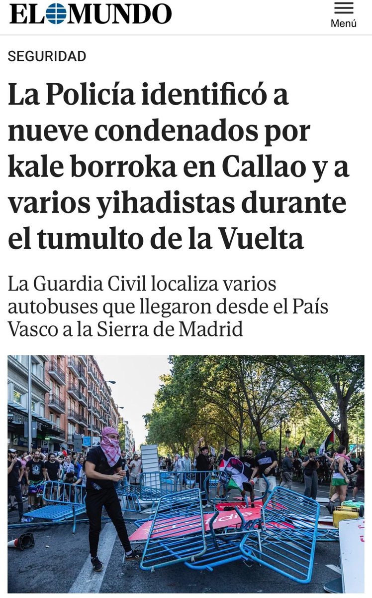 ¡¡OJO, TERRIBLE!! Autobuses desde País Vasco: La cuna de la banda sanguinaria ETA.

9 condenados por kale borroka en Callao y varios yihadistas en la vuelta.

No fue una manifestación pacífica, fue.. TERRORISMO CALLEJERO.

¡GRAVÍSIMO! En nivel de alerta territorista 4 reforzada.