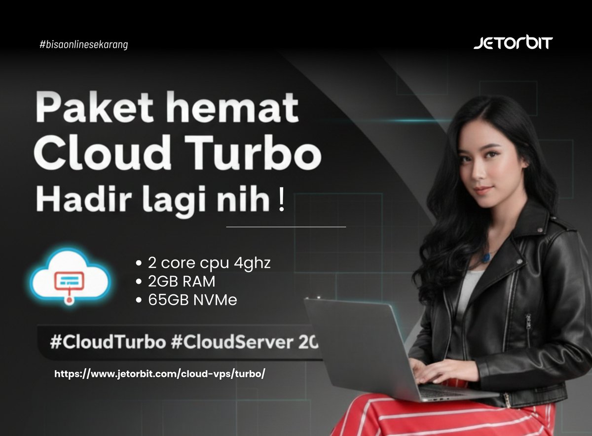 Jetorbithost's tweet image. ⚡ Paket Hemat Cloud Turbo hadir lagi! 🚀
Spesifikasi:
🔹 2 Core CPU 4GHz
🔹 2GB RAM
🔹 65GB NVMe

Server kenceng, harga tetap bersahabat 💻✨
👉 jetorbit.com/cloud-vps/turb…

#CloudTurbo #CloudServer #VPSIndonesia #Jetorbit