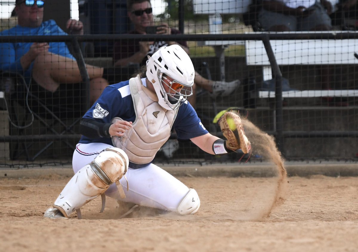 Grace_08catcher's tweet photo. Had a great time at the Blaze Jamboree this weekend, including the senior game where I got to rep Walters State. 📸❤️💙 #actionpics @Blaze18Gold @BritneyPurser @BrettBerryhill https://t.co/L741Ck5OFb