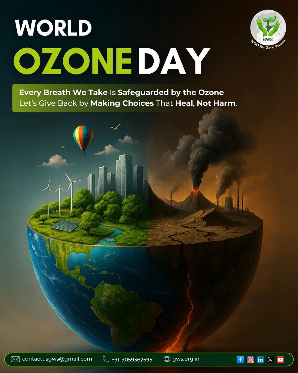 The ozone layer is Earth’s invisible shield — silently protecting every breath we take. But today, it needs our protection. On this World Ozone Day, let’s commit to sustainable choices that heal our planet, safeguard our skies, and secure a healthier future. Small actions — like