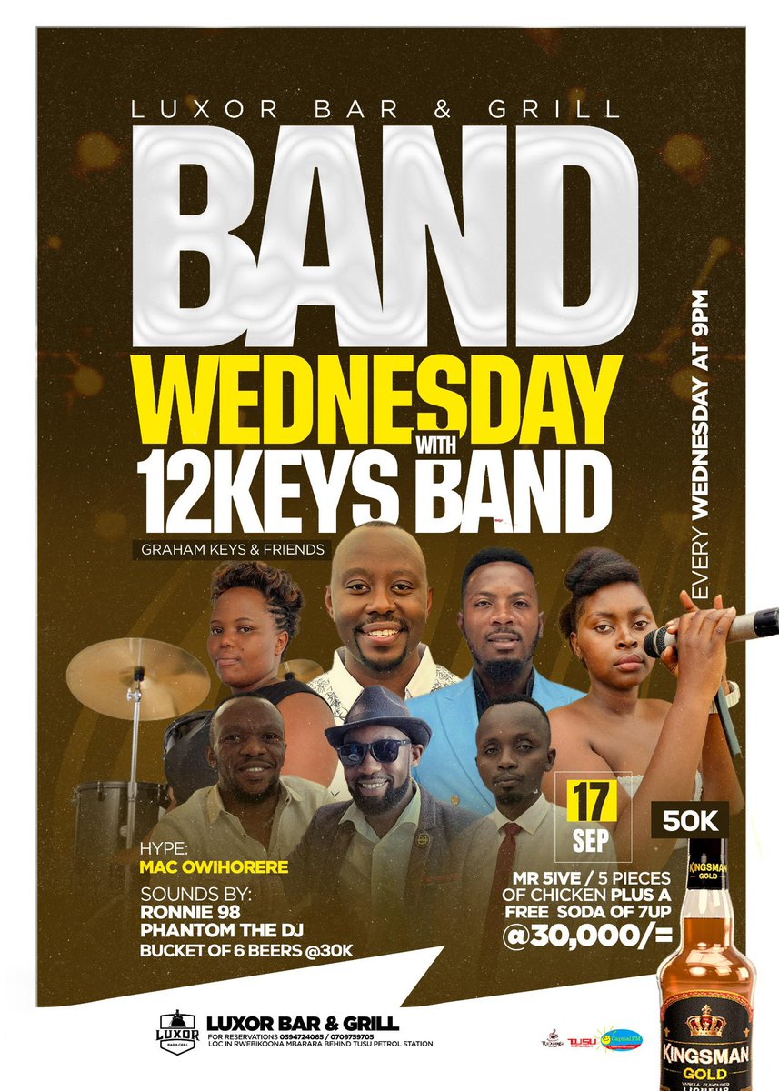 Midweek plans? We’ve got you covered!
Join us this Wednesday at Luxor Bar &amp; Grill for the city’s biggest midweek live music night with 12Keys Band. 🎤🔥

Bring a friend, share the vibe, and let’s make it unforgettable! ✨

#12keysband #grahamkeysmusic #celebratinglove